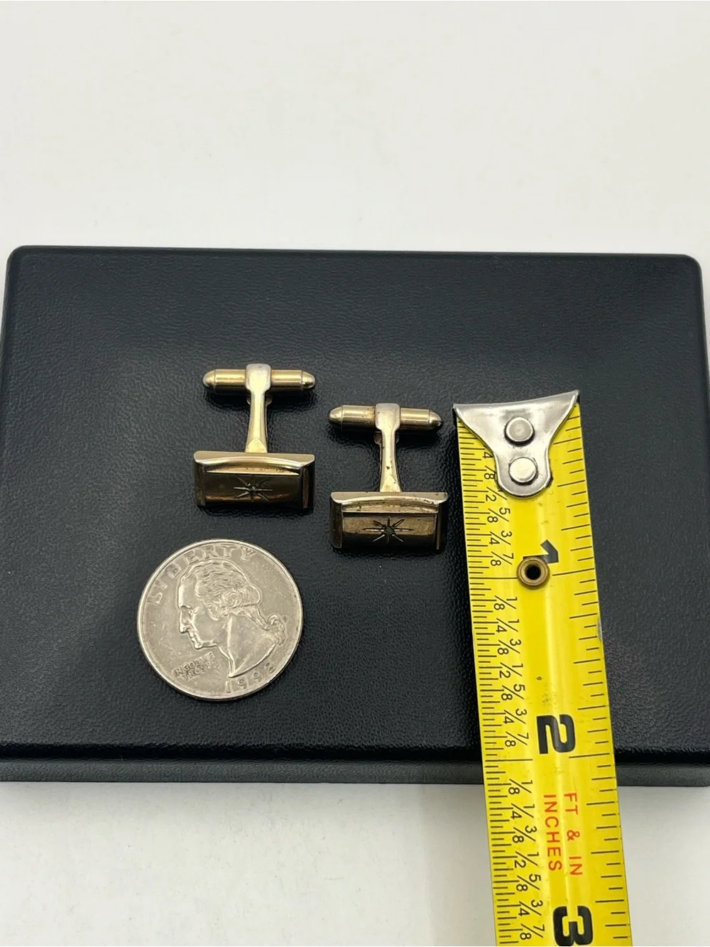 MCM atomic starburst Pioneer gold tone diamond chip vintage cufflinks 1960’s